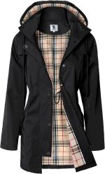 SaphiRose Women's Long Hooded Rain Jacket Outdoor Raincoat Windbreaker - Image 2