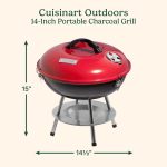 Cuisinart Charcoal Grill, Portable Tabletop Design, Locking Lid, 14" - Image 3