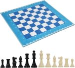 Foldable Soft Fabric Chess Set (Blue & White, 24 * 24) - Image 2