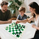 Foldable Soft Fabric Chess Set (Blue & White, 24 * 24) - Image 6