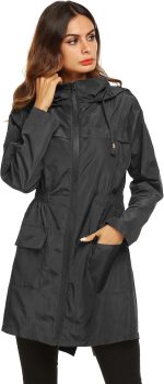 Lomon Women Waterproof Lightweight Rain Jacket Active Outdoor Hooded Raincoat - Image 3