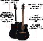 Fender California Debut Redondo CE Series Beginner Acoustic Guitar, Black - Image 3