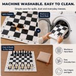 Foldable Soft Fabric Chess Set (White & Black, 20" X 20") - Image 5