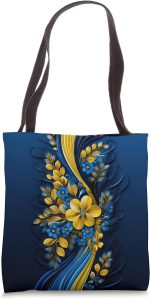 Ukraine Floral Style Flag - Ukrainian Pride Tote Bag - Image 2