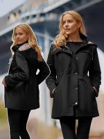 SaphiRose Women's Long Hooded Rain Jacket Outdoor Raincoat Windbreaker - Image 3