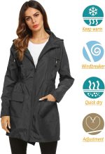 Lomon Women Waterproof Lightweight Rain Jacket Active Outdoor Hooded Raincoat - Image 4