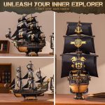 ROKR 3D Wooden Puzzles,Seahorse Barque Model kit,Ideal Gift for Adults&Teen - Image 4