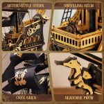 ROKR 3D Wooden Puzzles,Seahorse Barque Model kit,Ideal Gift for Adults&Teen - Image 5