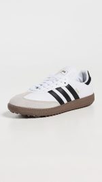 adidas Mens Samba Spikeless Golf Sneakers Shoes - White - Image 3