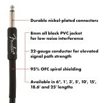 Fender Professional Instrument Cable, Guitar Cable, Anti-Kink, 10ft, Black - Image 4