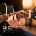 Gretsch Prelude D100 Dreadnought Acoustic Guitar, Beginner Guitar, Black - Image 4