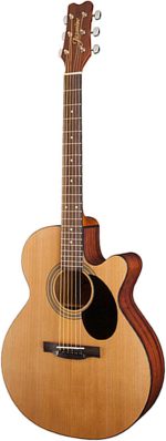 Jasmine S34C Orchestra Acoustic Guitar, Spruce Top, Sapele Back & Sides, Advanced X Bracing, Venetian Cutaway, Slim Neck, 25.5" Scale, Natural Finish, Chrome Tuners, Rich Balanced Tone | Spruce top; Sapele back and sides; Cutaway body - Image 4