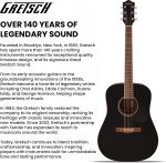 Gretsch Prelude D100 Dreadnought Acoustic Guitar, Beginner Guitar, Black - Image 10