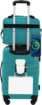 Wrangler Smart Spinner Hardside Luggage, 2 Piece Set, Teal - Image 2