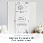 Duncan & Stone Baby Book First Year, Linen Memory Keepsake, Sage Green, 112 | Record milestones, photos & ultrasounds in a 112-page linen baby book; a boy or girl new mom keepsake gift - Image 9